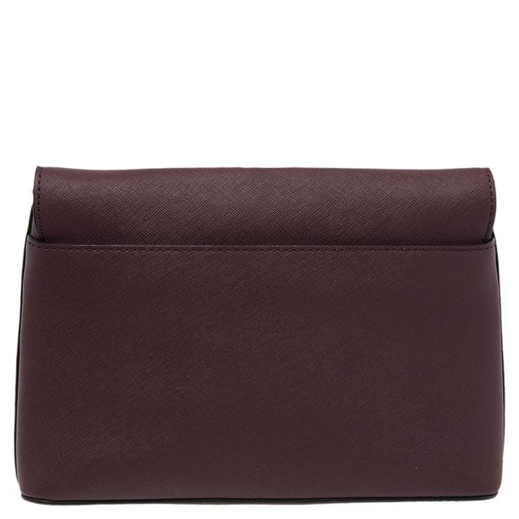 Pre Owned DKNY Burgundy Leather Bryant Park Envelope Shoulder Bag