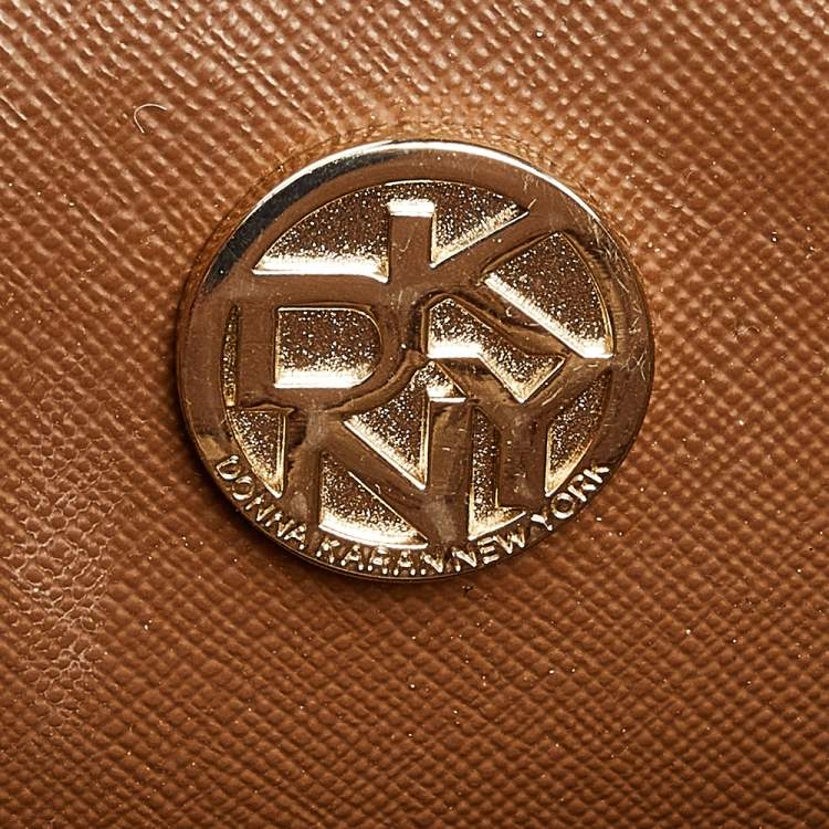 Pre Owned Dkny Beige/White Signature Coated Canvas And Leather Satchel 