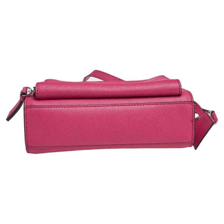 Pre Owned DKNY Fuchsia Leather Small Bryant Park Pocket Crossbody Bag
