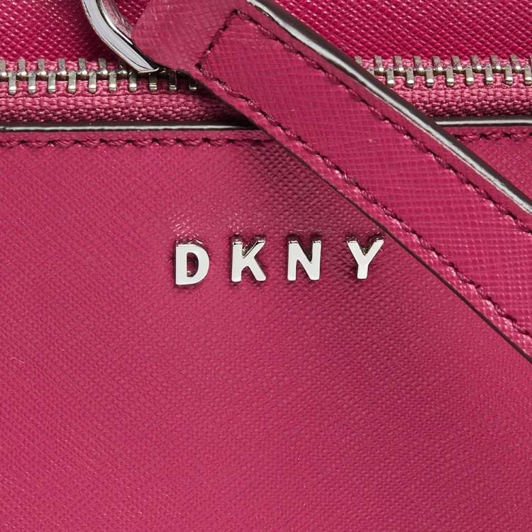 Pre Owned DKNY Fuchsia Leather Small Bryant Park Pocket Crossbody Bag