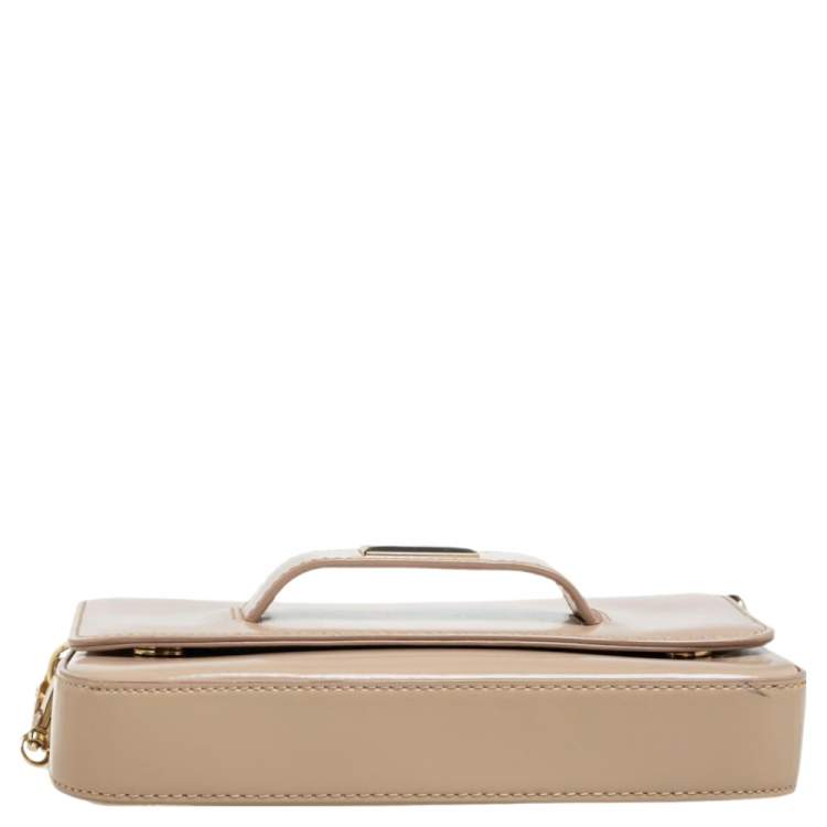 Pre Owned DKNY Beige Leather Flap Shoulder Bag