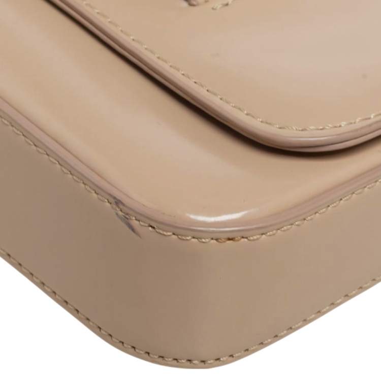 Pre Owned DKNY Beige Leather Flap Shoulder Bag