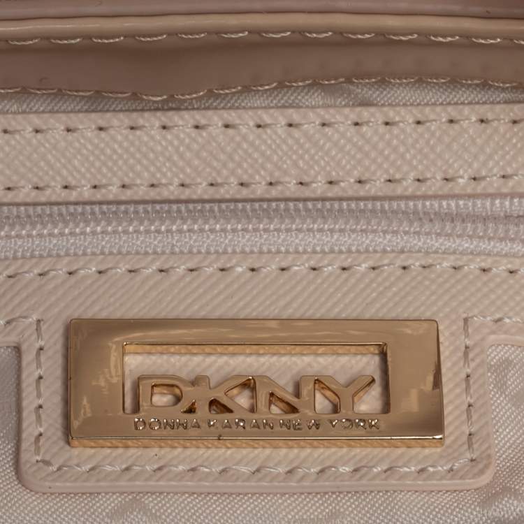 Pre Owned DKNY Beige Leather Flap Shoulder Bag