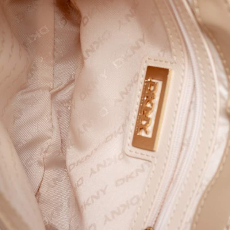 Pre Owned DKNY Beige Leather Flap Shoulder Bag