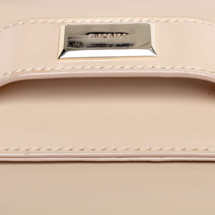 Pre Owned DKNY Beige Leather Flap Shoulder Bag