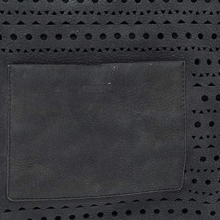Pre Owned Dkny Black Leather Zip Tote