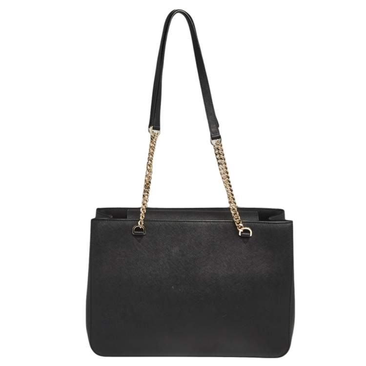 Pre Owned DKNY Black Leather Large Bryant Park Chain Tote