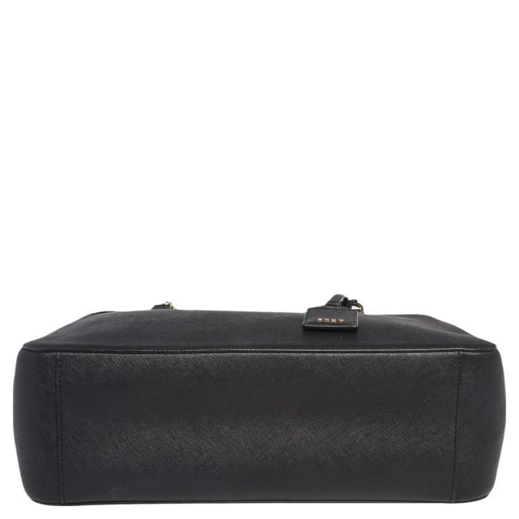 Pre Owned DKNY Black Leather Large Bryant Park Chain Tote
