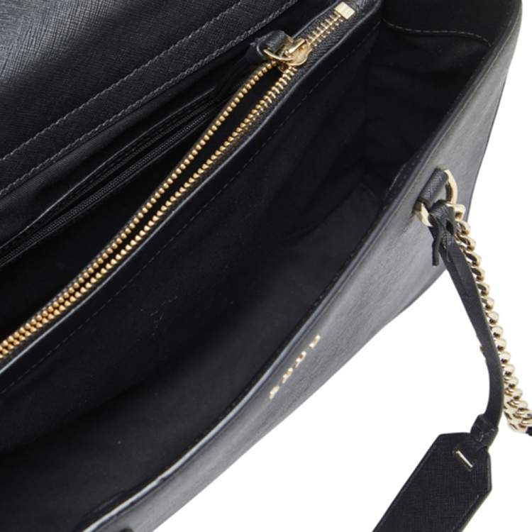 Pre Owned DKNY Black Leather Large Bryant Park Chain Tote
