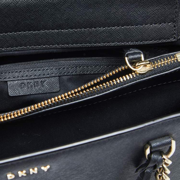 Pre Owned DKNY Black Leather Large Bryant Park Chain Tote
