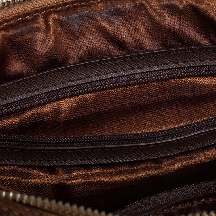 Pre Owned Dkny Beige/Tan Signature Canvas and Leather Crossbody Bag