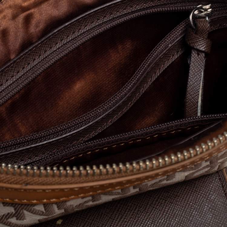 Pre Owned Dkny Beige/Tan Signature Canvas and Leather Crossbody Bag