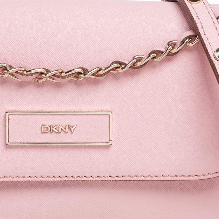 Pre Owned Dkny Pink Leather Flap Shoulder Bag