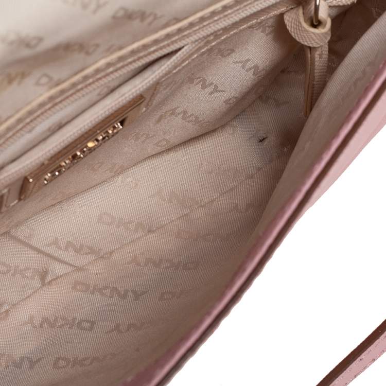 Pre Owned Dkny Pink Leather Flap Shoulder Bag