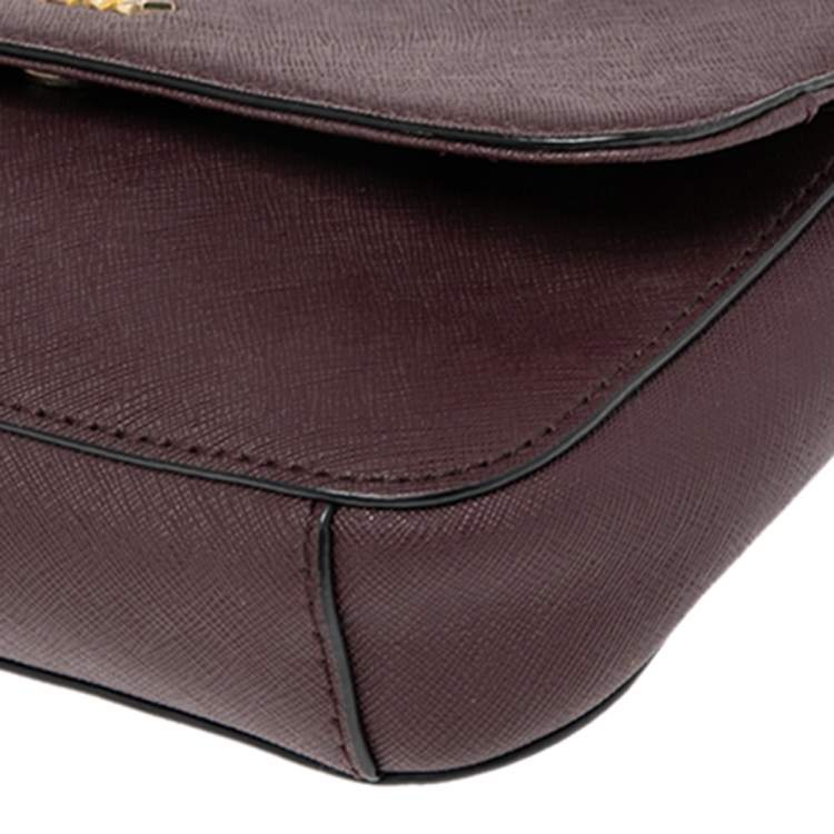 Pre Owned DKNY Burgundy Leather Bryant Park Flap Shoulder Bag
