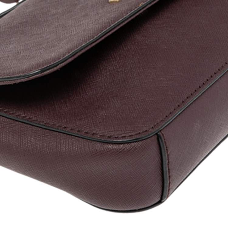 Pre Owned DKNY Burgundy Leather Bryant Park Flap Shoulder Bag
