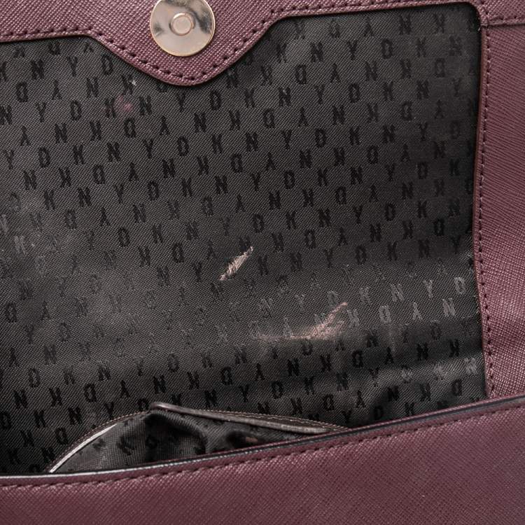 Pre Owned DKNY Burgundy Leather Bryant Park Flap Shoulder Bag