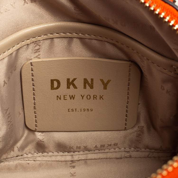 Pre Owned Dkny Orange Saffiano Leather Mini Steffy Dome Satchel