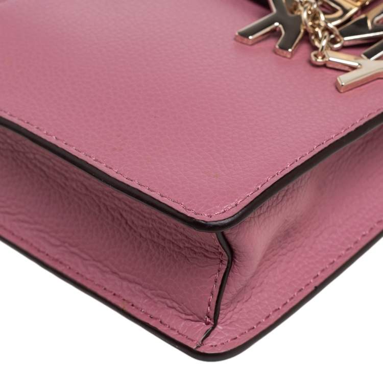 Pre Owned Dkny Pink Leather Elisa Phone Crossbody Bag