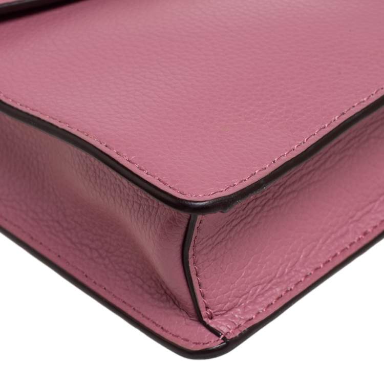 Pre Owned Dkny Pink Leather Elisa Phone Crossbody Bag