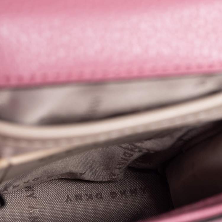 Pre Owned Dkny Pink Leather Elisa Phone Crossbody Bag