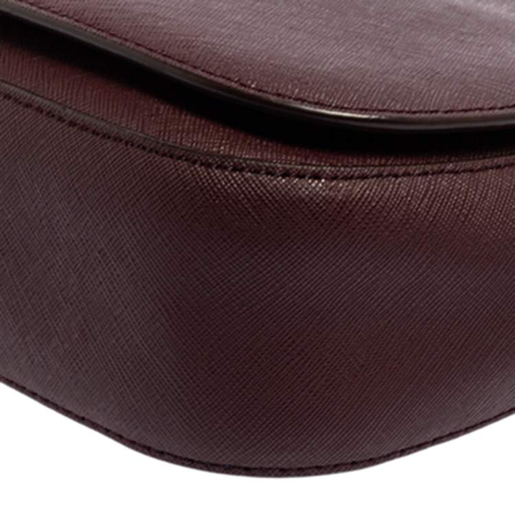 مملوكة مسبقًا Dkny Burgundy Leather Flap Saddle Chain Shoulder Bag