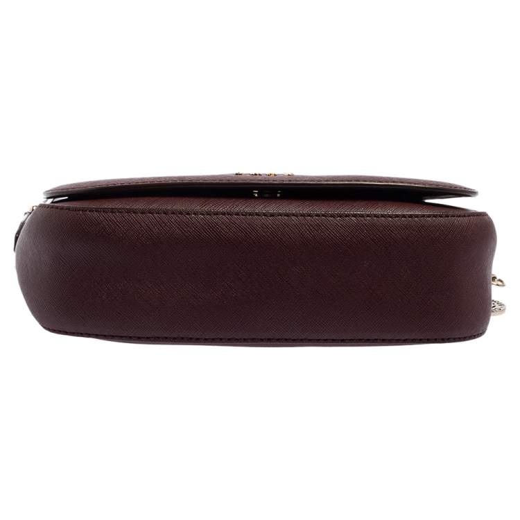 مملوكة مسبقًا Dkny Burgundy Leather Flap Saddle Chain Shoulder Bag