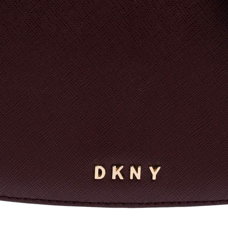 مملوكة مسبقًا Dkny Burgundy Leather Flap Saddle Chain Shoulder Bag