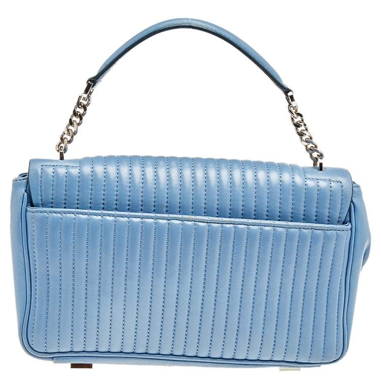 Pre Owned DKNY Light Blue Quilted Leather Gansevoort Top Handle Bag