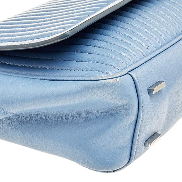 Pre Owned DKNY Light Blue Quilted Leather Gansevoort Top Handle Bag