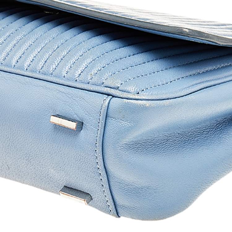 Pre Owned DKNY Light Blue Quilted Leather Gansevoort Top Handle Bag