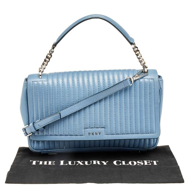 Pre Owned DKNY Light Blue Quilted Leather Gansevoort Top Handle Bag