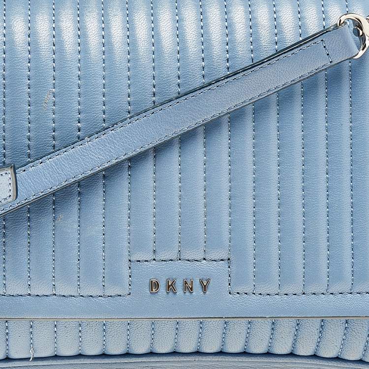 Pre Owned DKNY Light Blue Quilted Leather Gansevoort Top Handle Bag