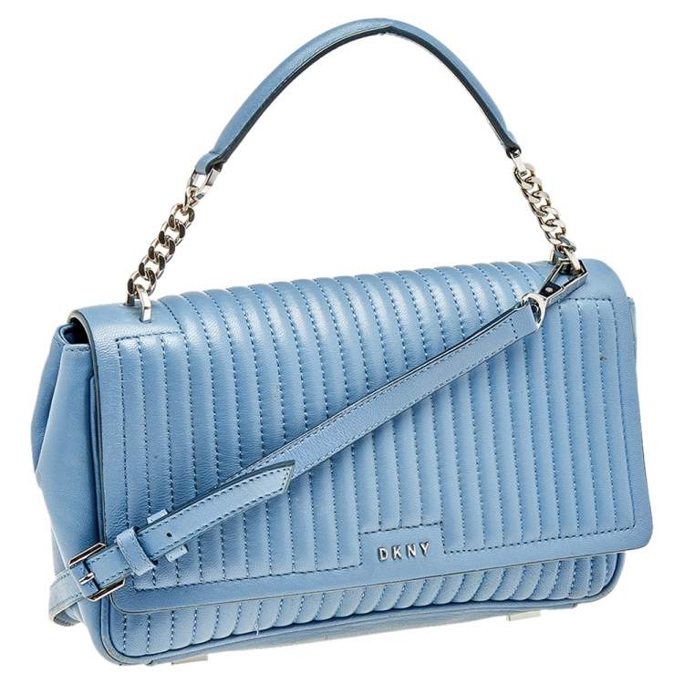 Pre Owned DKNY Light Blue Quilted Leather Gansevoort Top Handle Bag