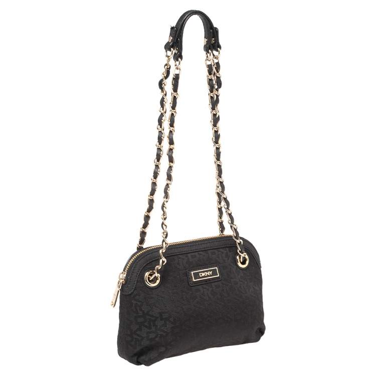 Pre Owned Dkny Black Signature Fabric Small Shoulder Bag
