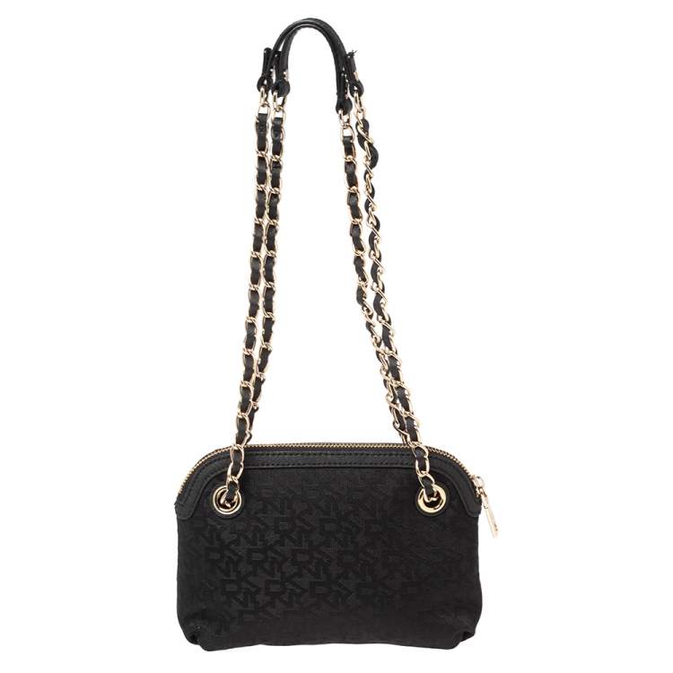 Pre Owned Dkny Black Signature Fabric Small Shoulder Bag