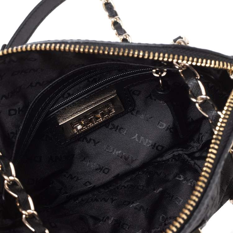Pre Owned Dkny Black Signature Fabric Small Shoulder Bag