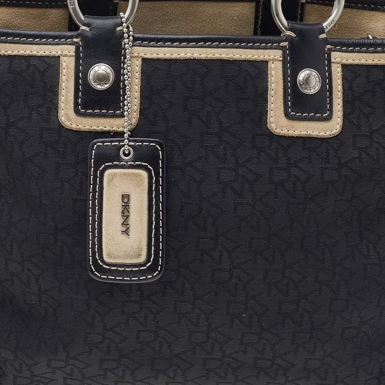 Pre Owned Dkny Monogram Canvas And Leather Tote