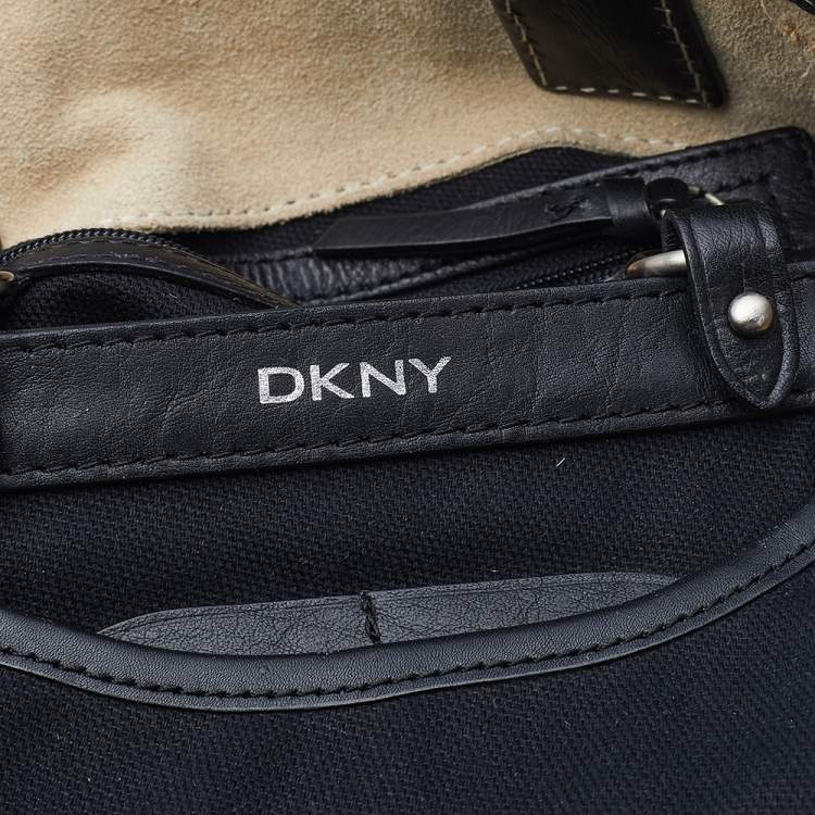 Pre Owned Dkny Monogram Canvas And Leather Tote