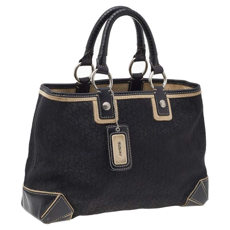 Pre Owned Dkny Monogram Canvas And Leather Tote