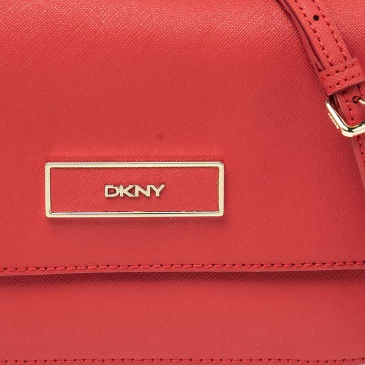 Pre Owned DKNY Red Leather Small Bryant Park Crossbody Bag