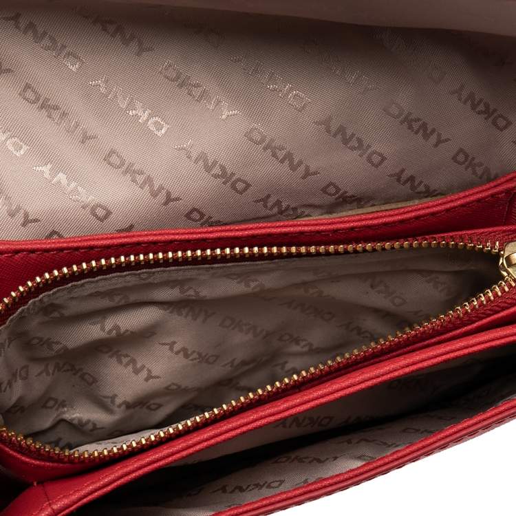 Pre Owned DKNY Red Leather Small Bryant Park Crossbody Bag