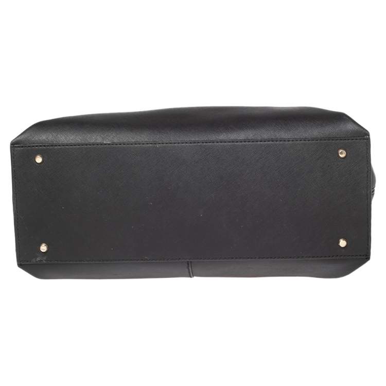 Pre Owned DKNY Black Saffiano Leather Bryant Park Zip Tote