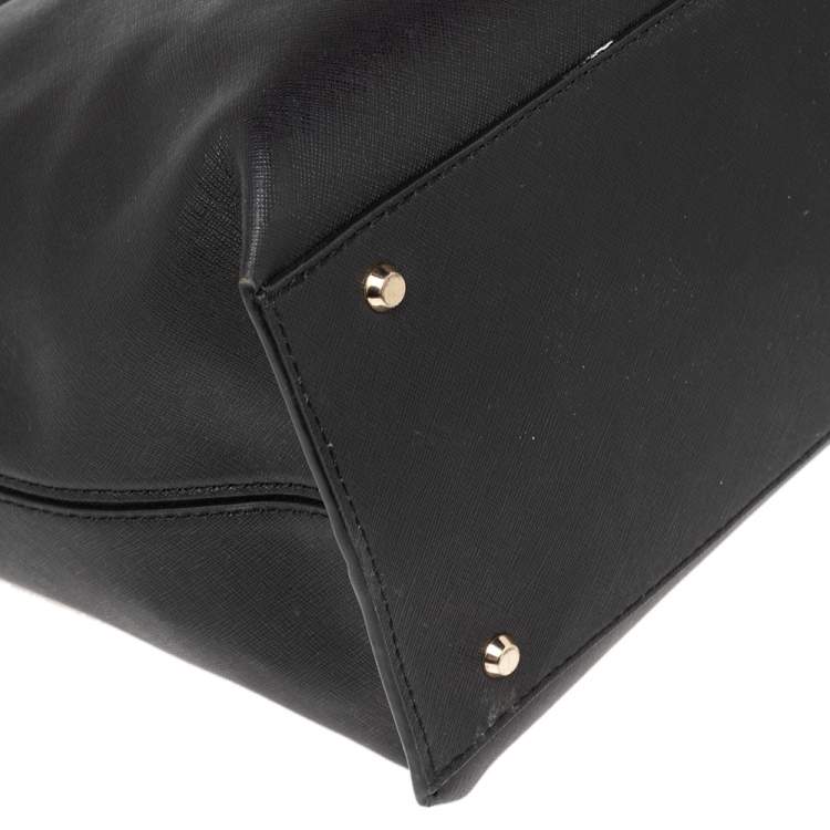 Pre Owned DKNY Black Saffiano Leather Bryant Park Zip Tote