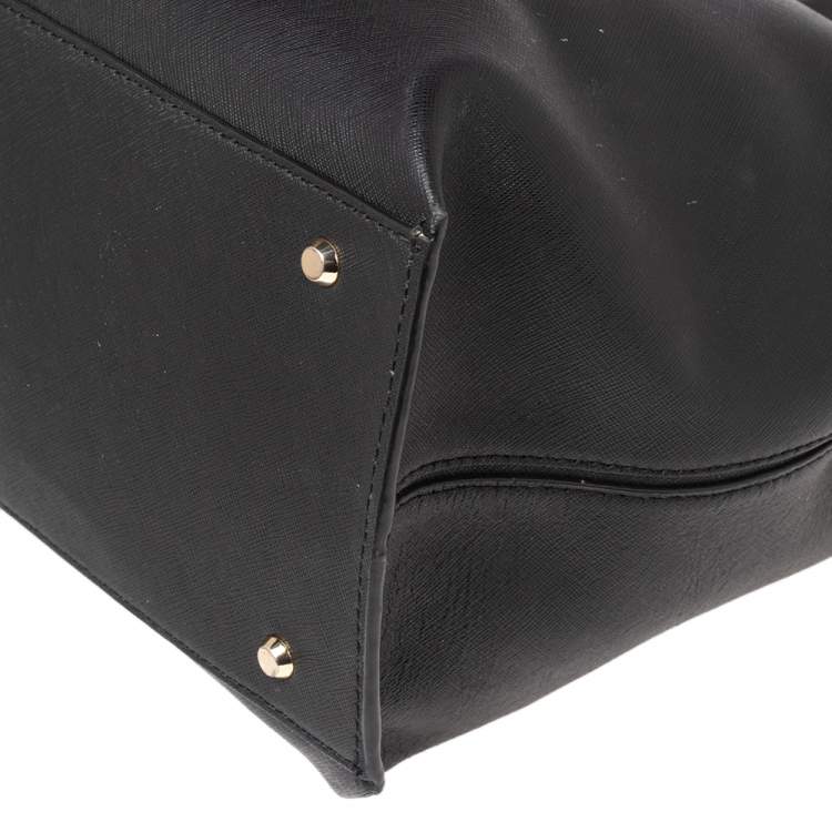 Pre Owned DKNY Black Saffiano Leather Bryant Park Zip Tote