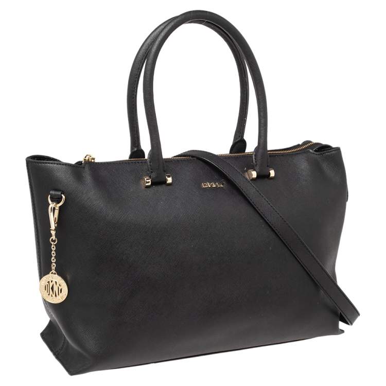 Pre Owned DKNY Black Saffiano Leather Bryant Park Zip Tote