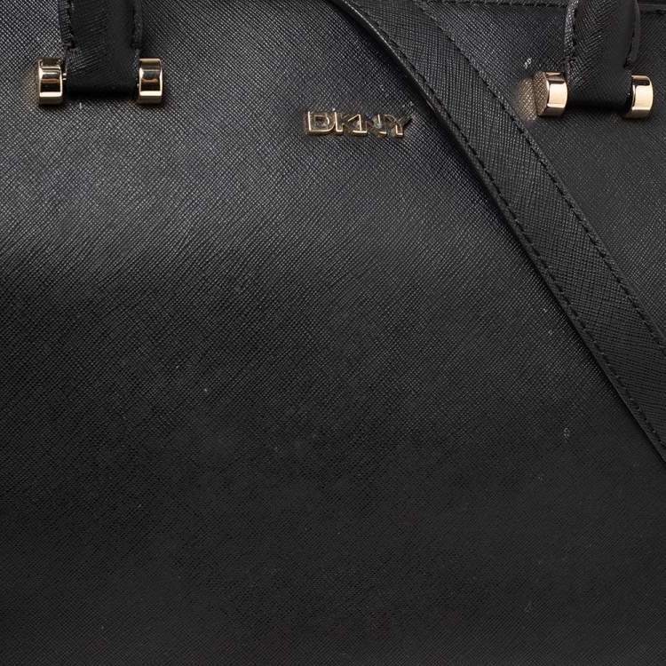 Pre Owned DKNY Black Saffiano Leather Bryant Park Zip Tote
