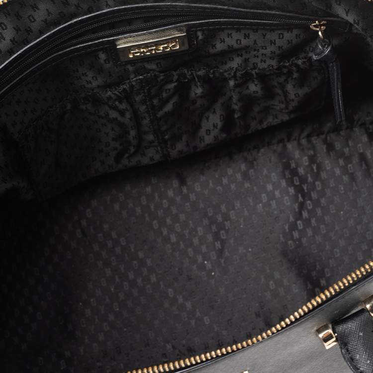 Pre Owned DKNY Black Saffiano Leather Bryant Park Zip Tote