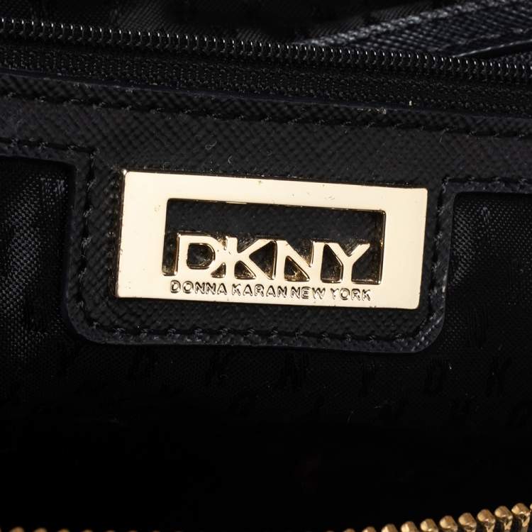 Pre Owned DKNY Black Saffiano Leather Bryant Park Zip Tote