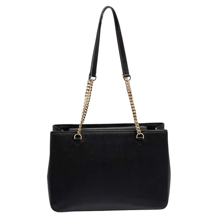 Pre Owned DKNY Black Leather Bryant Park Chain Tote